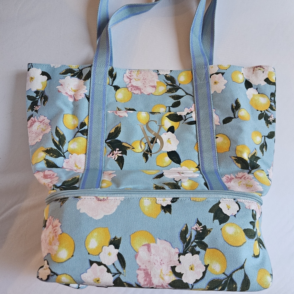 Victoria's Secret Floral Lemon Swim Cooler Tote Bag